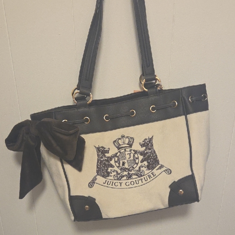 Juicy Couture Elegant Black and Cream Tote